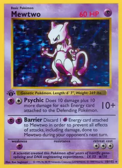 Mewtwo 10/102, carta de Pokémon de Edición Básica