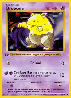 Drowzee 49/102, carta de Pokémon de Edición Básica