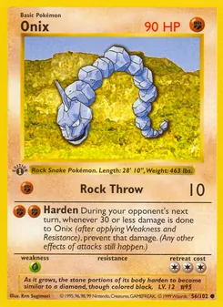 Onix 56/102, carta de Pokémon de Edición Básica