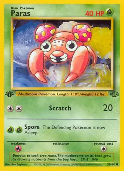 Paras 59/64, carta de Pokémon de Jungla