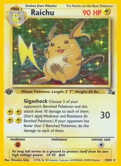 Raichu 14/62, carta de Pokémon de Fósil