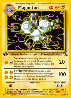 Magneton 26/62, carta de Pokémon de Fósil