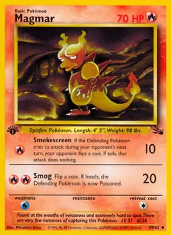 Magmar 39/62, carta de Pokémon de Fósil
