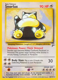 Snorlax 30/130, carta de Pokémon de Base Set 2