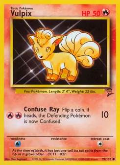 Vulpix 99/130, carta de Pokémon de Base Set 2