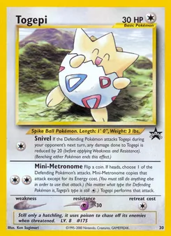 Togepi 30/53, carta de Pokémon de Wizards Black Star Promos