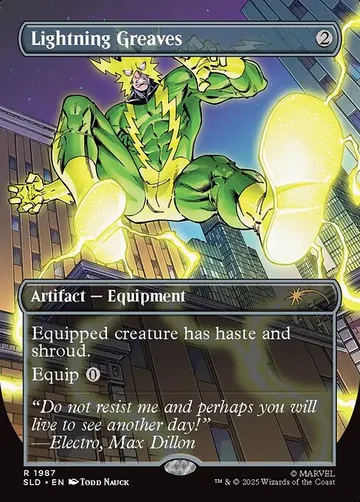 Lightning Greaves 1987, carta de Magic: The Gathering de Secret Lair Drop