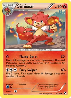Simisear 22/114, carta de Pokémon de Negro y Blanco