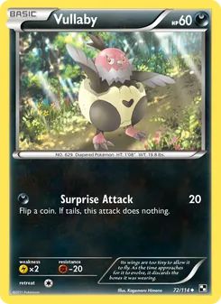 Vullaby 72/114, carta de Pokémon de Negro y Blanco