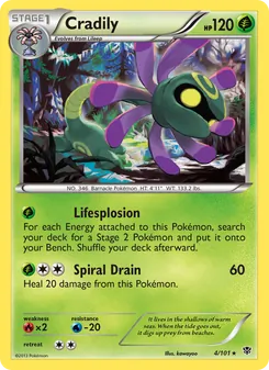 Cradily 4/101, carta de Pokémon de Plasma Blast