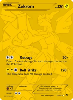Zekrom 115/113, carta de Pokémon de Legendary Treasures