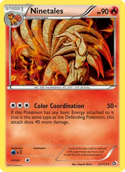 Ninetales 21/113, carta de Pokémon de Legendary Treasures
