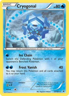 Cryogonal 33/101, carta de Pokémon de Nobles Victorias