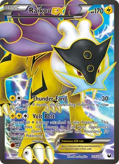 Raikou-EX 105/108, carta de Pokémon de Oscuros Exploradores