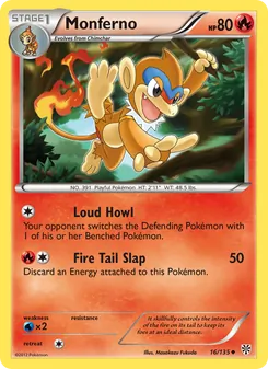 Monferno 16/135, carta de Pokémon de Tormenta Plasma