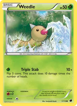 Weedle 1/116, carta de Pokémon de Glaciación Plasma