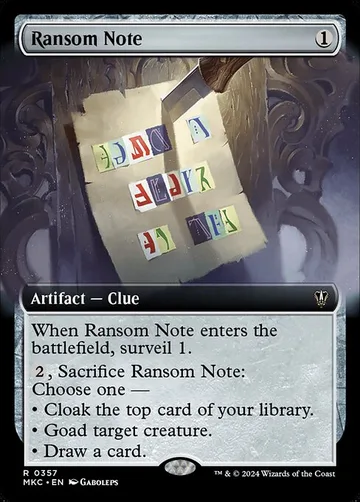 Ransom Note 357, carta de Magic: The Gathering de Murders at Karlov Manor Commander