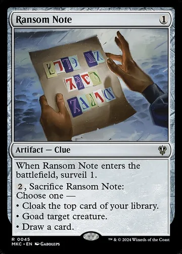 Ransom Note 45, carta de Magic: The Gathering de Murders at Karlov Manor Commander