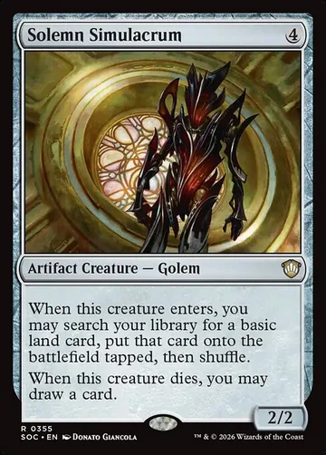 Solemn Simulacrum 355, carta de Magic: The Gathering de Secrets of Strixhaven Commander