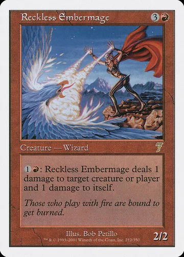 Reckless Embermage 212, carta de Magic: The Gathering de Seventh Edition