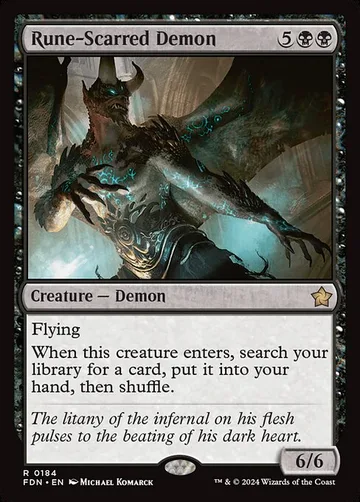 Rune-Scarred Demon 184, carta de Magic: The Gathering de Foundations
