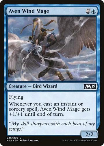 Aven Wind Mage 45, carta de Magic: The Gathering de Core Set 2019