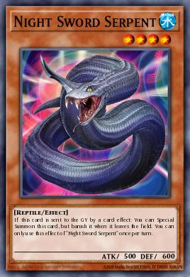 Serpiente Espada de Noche BODE-081, carta de Yu-Gi-Oh! de Burst of Destiny