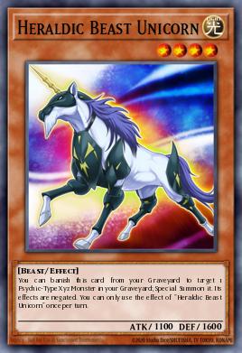 Bestia Heráldica Unicornio CBLZ-016, carta de Yu-Gi-Oh! de Cosmo Blazer