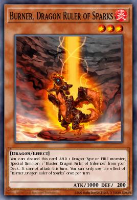 Burner, Señor Dragón de las Chispas LTGY-097, carta de Yu-Gi-Oh! de Lord of the Tachyon Galaxy