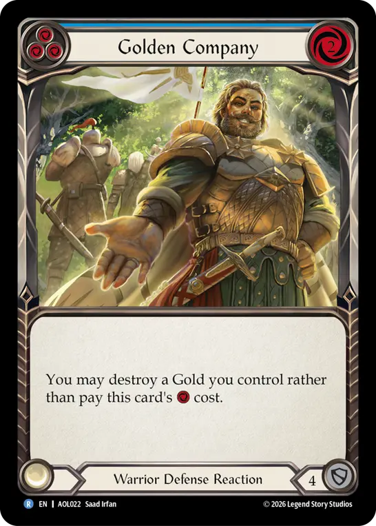 Golden Company (Blue) AOL022, carta de Flesh and Blood de Armory Deck - Olympia