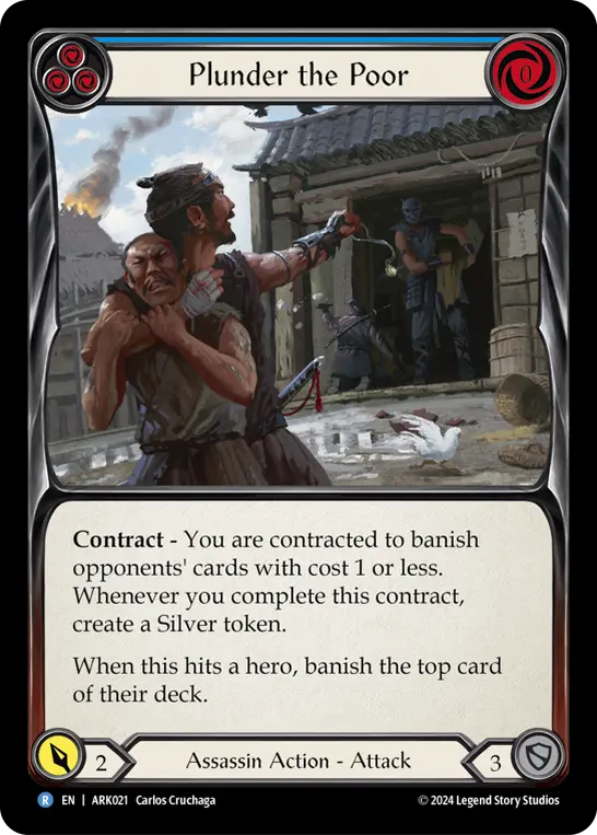 Plunder the Poor (Blue) ARK021, carta de Flesh and Blood de Arakni Blitz Deck