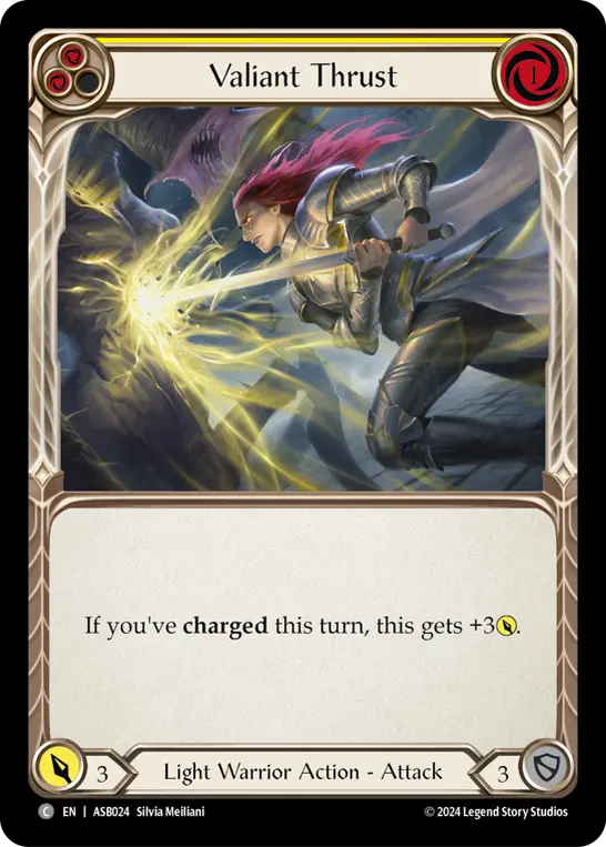 Valiant Thrust (Yellow) ASB024, carta de Flesh and Blood de Armory Deck - Boltyn