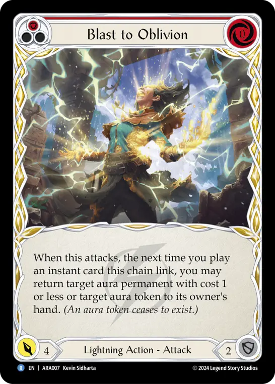 Blast to Oblivion (Red) AUA007, carta de Flesh and Blood de Aurora Blitz Deck