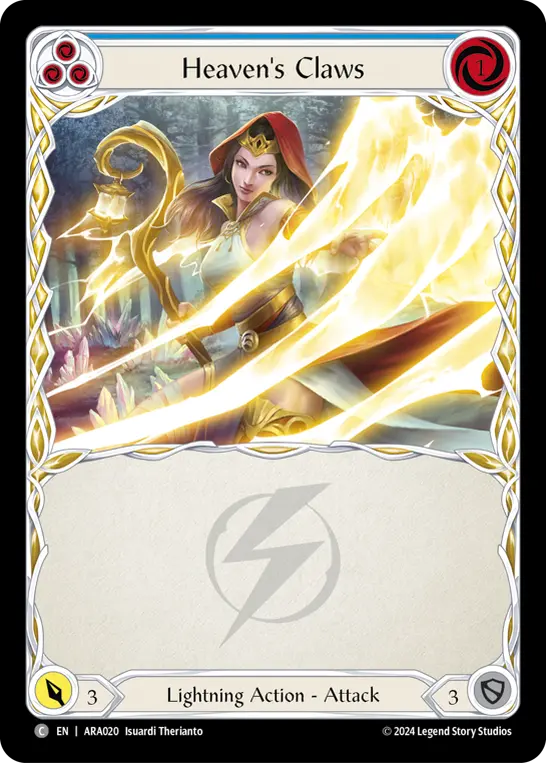 Heaven's Claws (Blue) AUA020, carta de Flesh and Blood de Aurora Blitz Deck