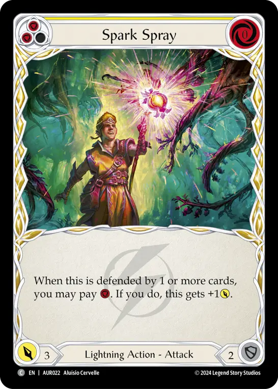 Spark Spray (Yellow) AUR022, carta de Flesh and Blood de First Strike - Aurora