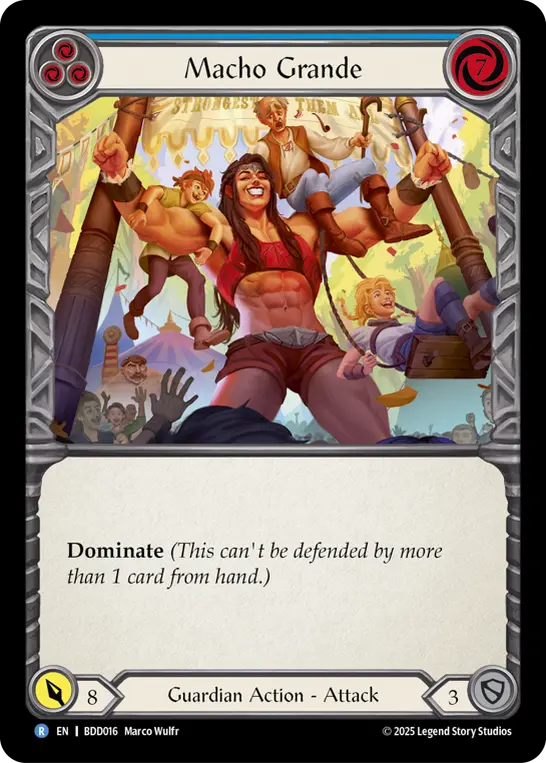 Macho Grande (Blue) BDD016, carta de Flesh and Blood de Bravo Demo Deck