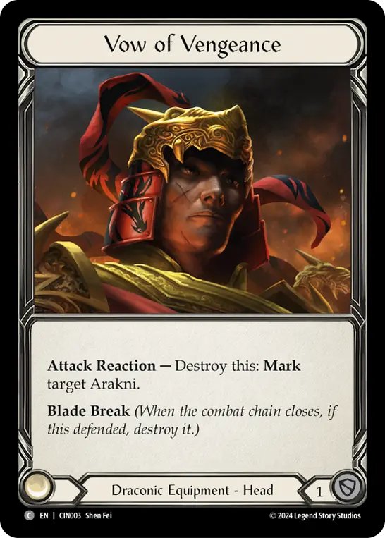 Vow of Vengeance CIN003, carta de Flesh and Blood de Cindra Blitz Deck