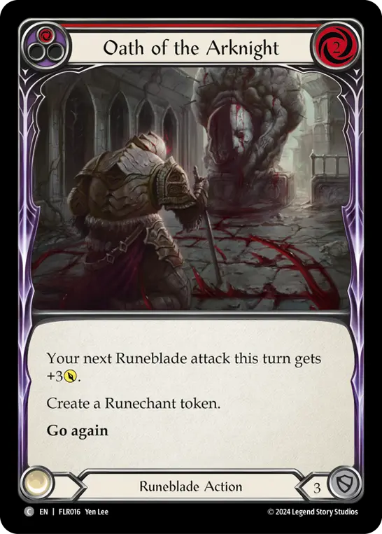 Oath of the Arknight (Red) FLR016, carta de Flesh and Blood de Florian Blitz Deck