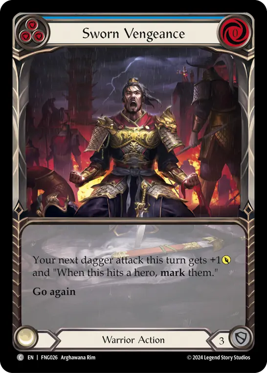 Sworn Vengeance (Blue) FNG026, carta de Flesh and Blood de Fang Blitz Deck