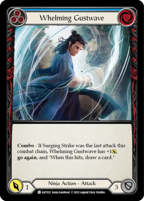 Whelming Gustwave (Blue) KAT023, carta de Flesh and Blood de Katsu Blitz Deck