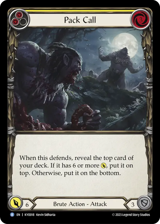 Pack Call (Yellow) KYO018, carta de Flesh and Blood de Kayo Blitz Deck