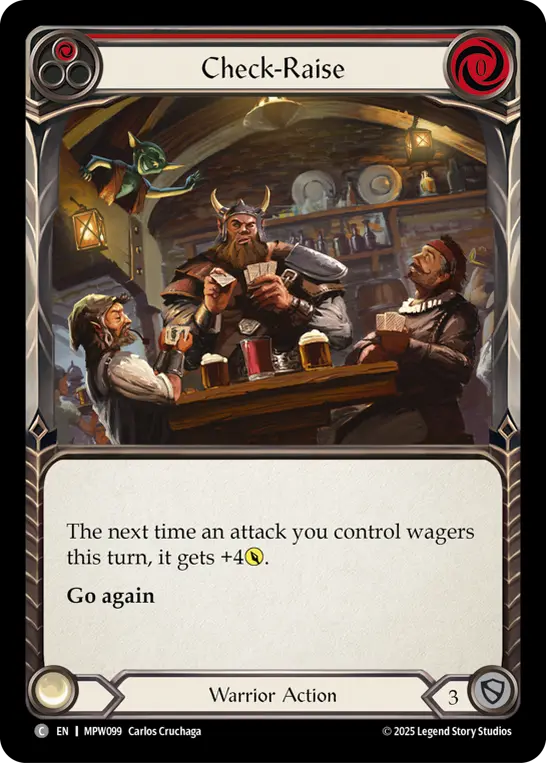 Check-Raise (Red) MPW099, carta de Flesh and Blood de Mastery Pack Warrior