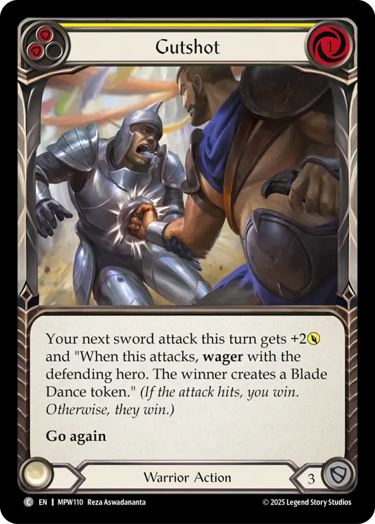 Gutshot (Yellow) MPW110, carta de Flesh and Blood de Mastery Pack Warrior