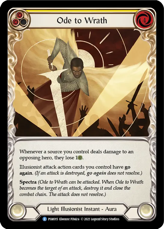 Ode to Wrath (Yellow) PSM015, carta de Flesh and Blood de Prism Blitz Deck