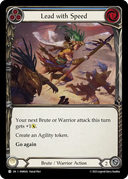 Lead with Speed (Blue) RHI026, carta de Flesh and Blood de Rhinar Blitz Deck
