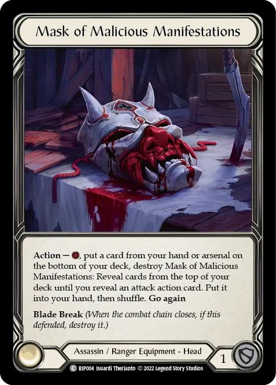 Mask of Malicious Manifestations RIP004, carta de Flesh and Blood de Riptide Blitz Deck