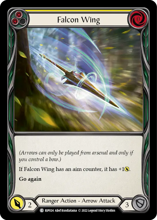 Falcon Wing (Yellow) RIP024, carta de Flesh and Blood de Riptide Blitz Deck