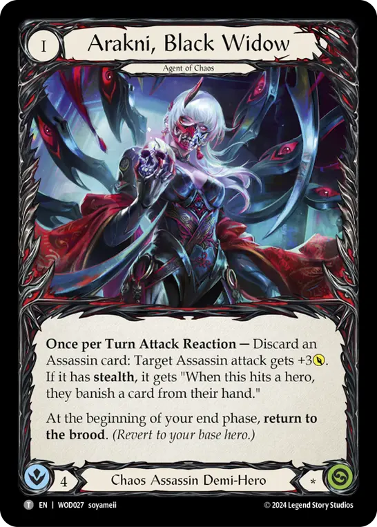 Arakni, Black Widow WOD027, carta de Flesh and Blood de Arakni, Web of Deceit Blitz Deck
