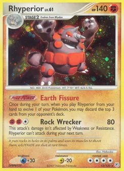 Rhyperior 12/130, carta de Pokémon de Diamante & Perla