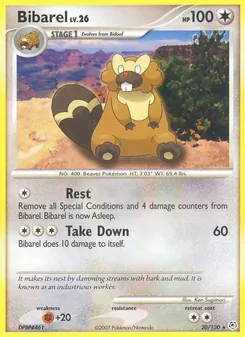 Bibarel 20/130, carta de Pokémon de Diamante & Perla